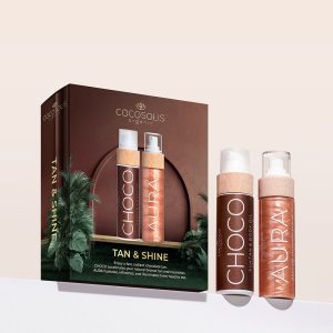 COCOSOLIS TAN & SHINE. CHOCO Suntan & Body Oil, 110MLAURA Peptide Shimmer Spray, 100ML